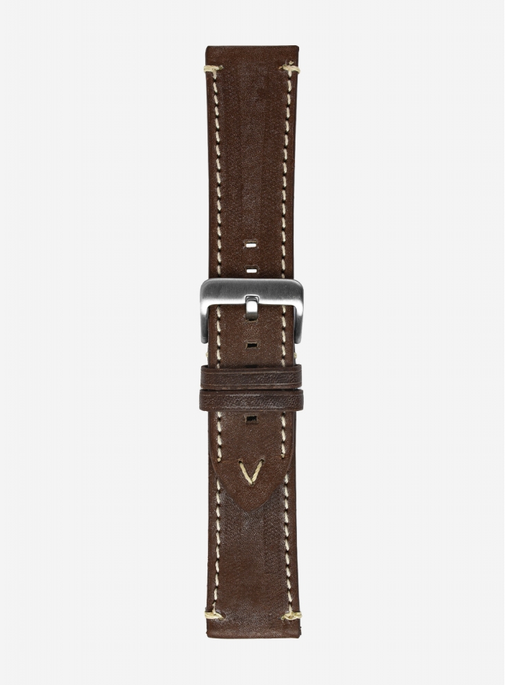 Diloy Cinturino Orologio In Pelle Di Vitello Ingrassata | Stile Aviatore Pilota Con Rivetti | 18 20 22 24 Mm | Nero, Marrone Scuro E Chiaro